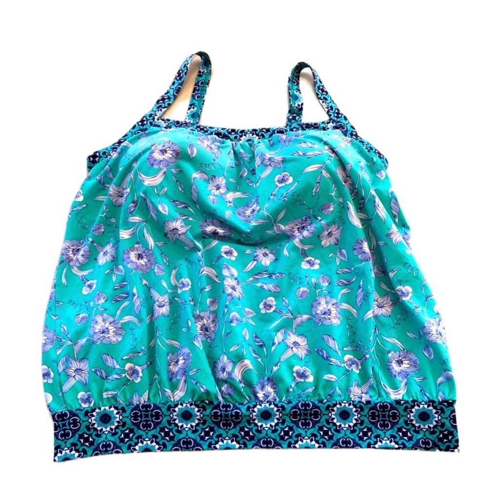 Land’s End Women’s Swimsuit Bathing Suit Tankini Top Figure Flattering L 14D